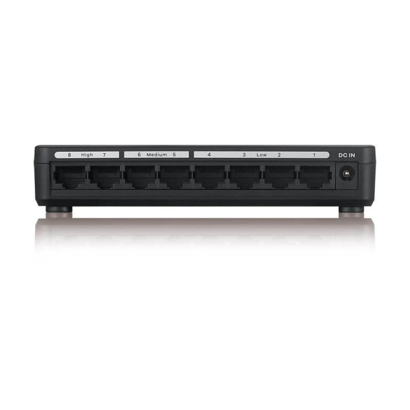 Коммутатор на 8 портов ZyXEL GS-108S v2 (GS-108SV2-EU0101F) в пластиковом корпусе