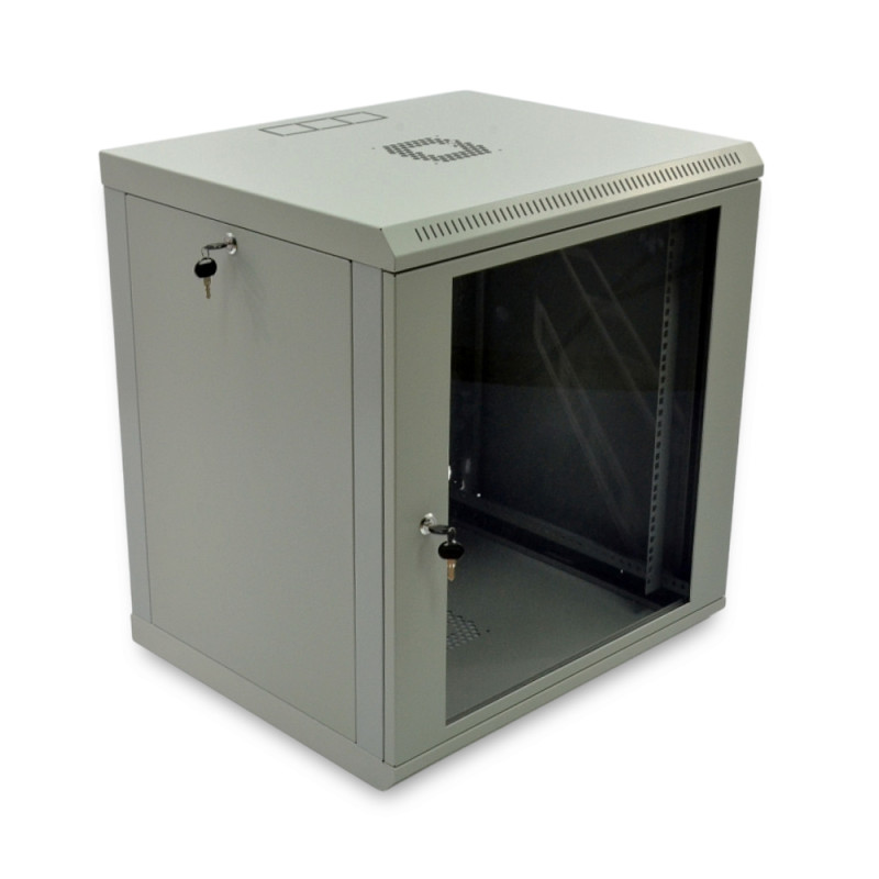 Шкаф серверный SteelNet 12U 600 x 450 для сетевого оборудования (стекло, серый)