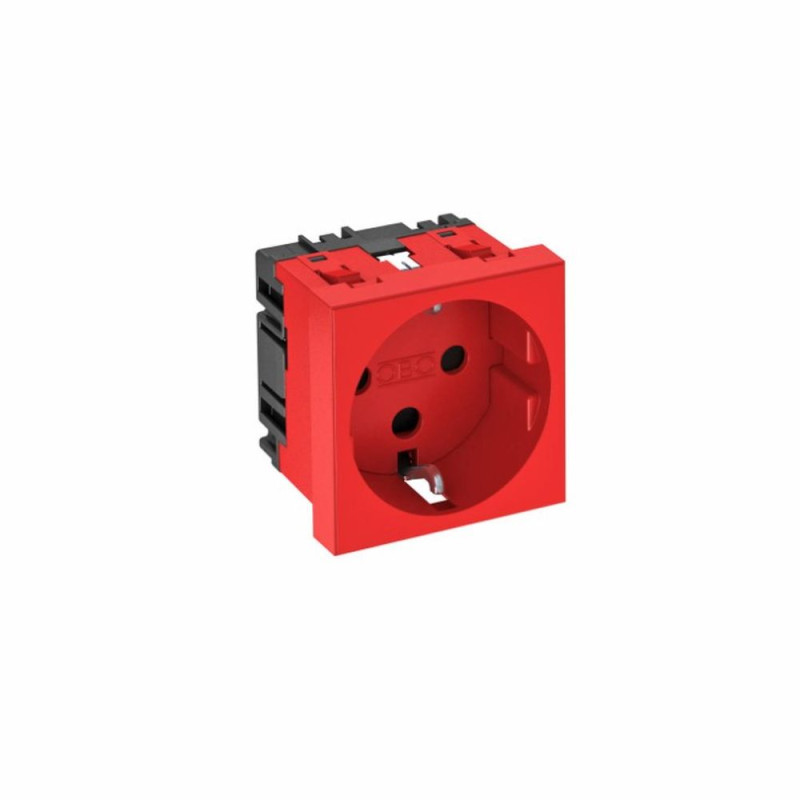 Розетка OBO Bettermann modul 45 с заземлением и шторками 250 В 16 A красная