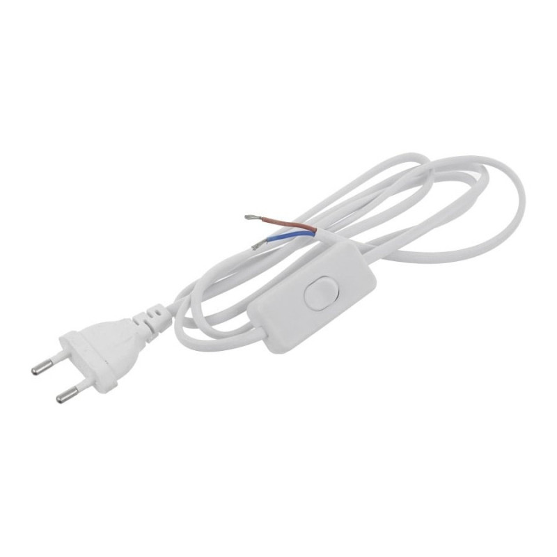 Шнур с вилкой и переключателем e.wire.switch/plug.white, белый, 2x0.75, 1,5м