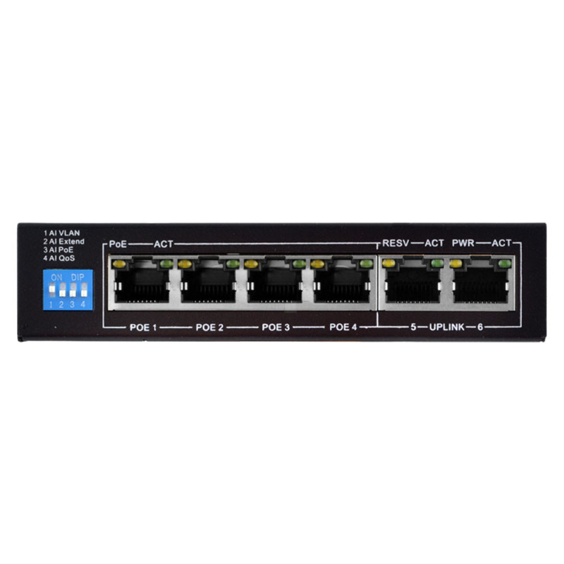 PoE-коммутатор FoxGate S6004-E2-AI POE Watchdog 6-портовый неуправляемый
