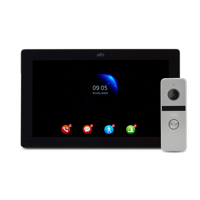 Комплект видеодомофона ATIS AD-1070FHD/T Black с поддержкой Tuya Smart + AT-400HD Silver