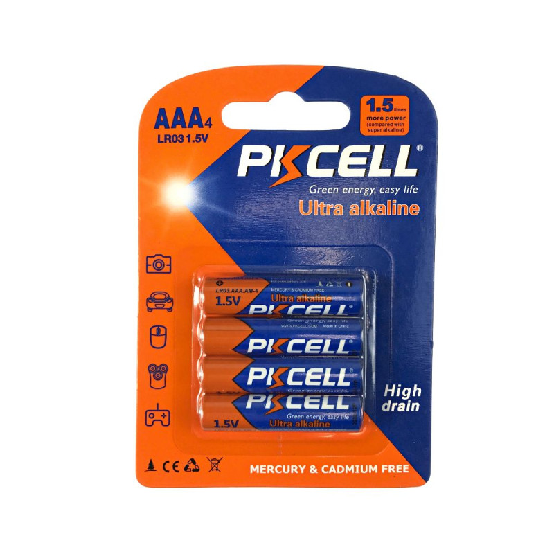 Батарейка PKCELL Ultra Alkaline AAA LR03 1.5V, 4шт./блистер