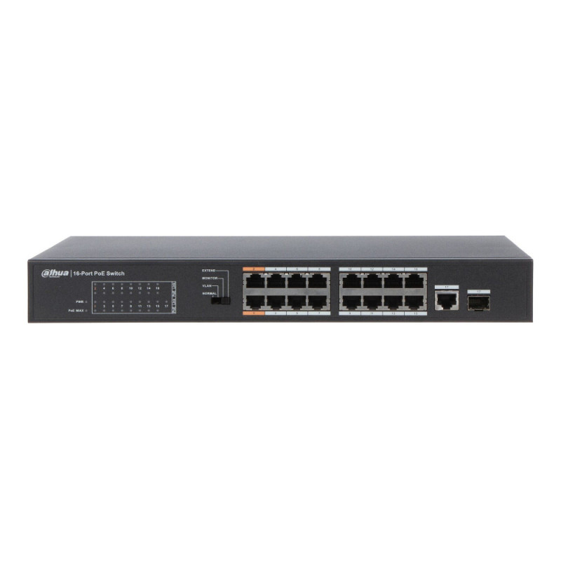 Некерований 16-портовий PoE-комутатор Dahua DH-PFS3117-16ET-135