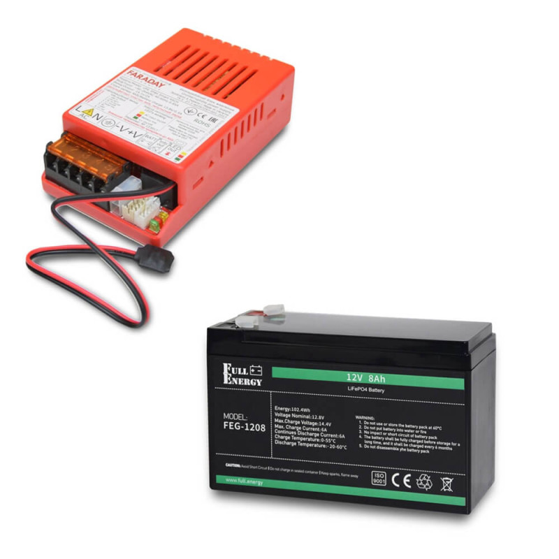 Комплект безперебійного живлення БП Faraday Electronics UPS 35W Smart ASCH PL (LFP) + літієвий (LiFePO4) акумулятор 12В 8А·год Full Energy FEG-128