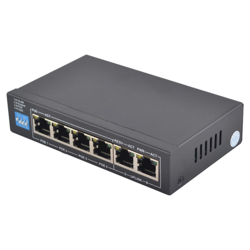 PoE-коммутатор FoxGate S6004-E2-AI POE Watchdog 6-портовый неуправляемый