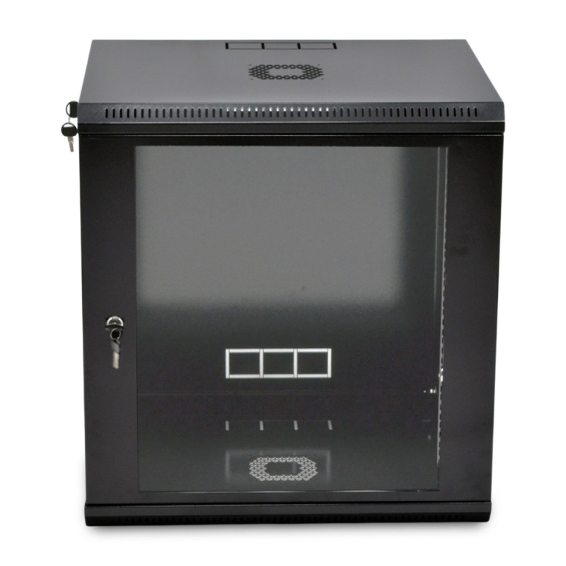 Шафа серверна SteelNet 12U 600 x 450 для мережевого обладнання (скло, чорний)