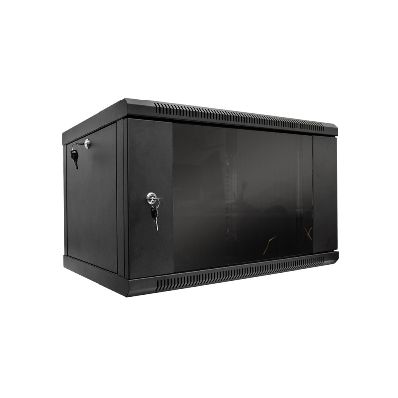 Шкаф серверный SteelNet 9U 600 x 450 для сетевого оборудования (стекло, черный)