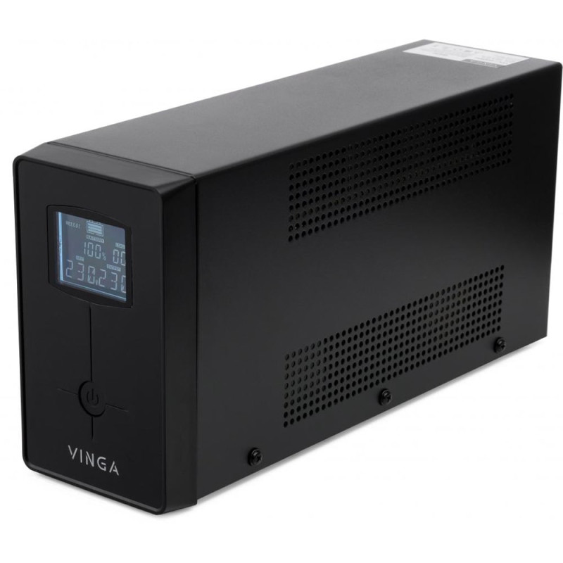 Джерело безперебійного живлення Vinga VPC-600MU 600ВА / 360 Вт з LCD-дисплеєм з USB у металевому корпусі