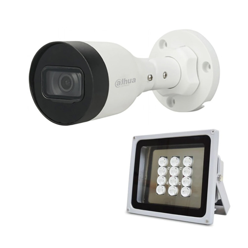 Комплект: IP-видеокамера 4 Мп Dahua DH-IPC-HFW1431S1P-S4 (2.8мм) + ИК-прожектор Lightwell LW12-100IR60-220