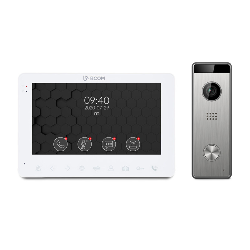 Комплект видеодомофон BCOM BD-780FHD White + видеопанель Tantos Triniti FHD