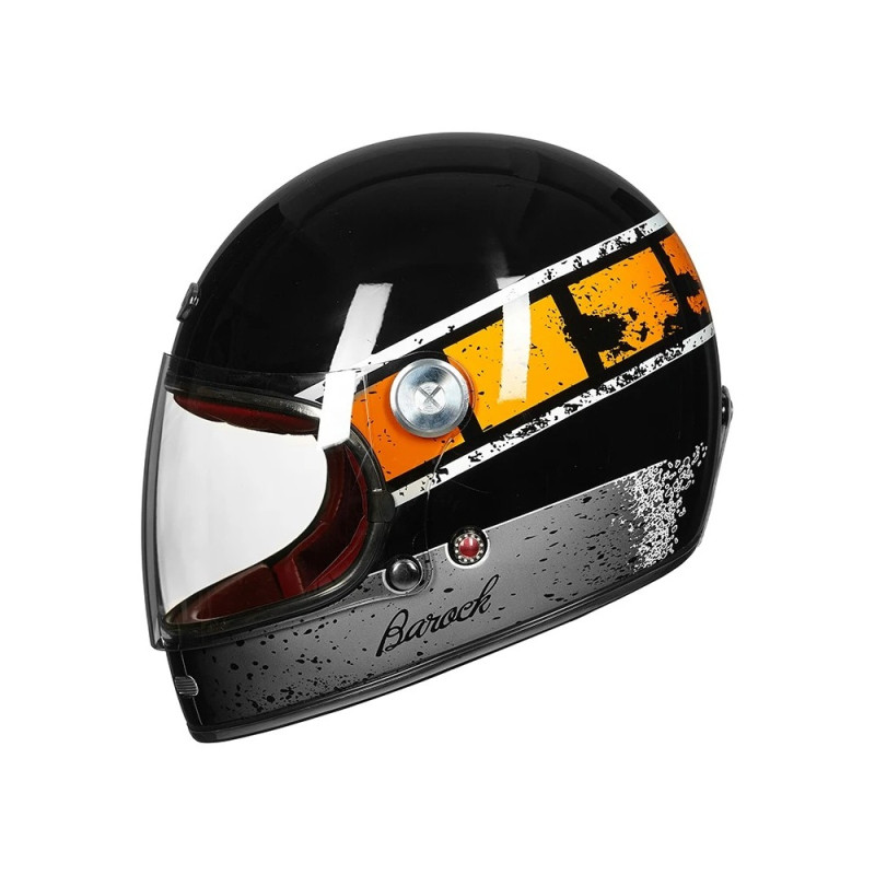 Мотошлем интеграл Beon B-510 FIBER graffiti SHINY BLACK/ORANGE (глянец черный/оранжевый), размер XL