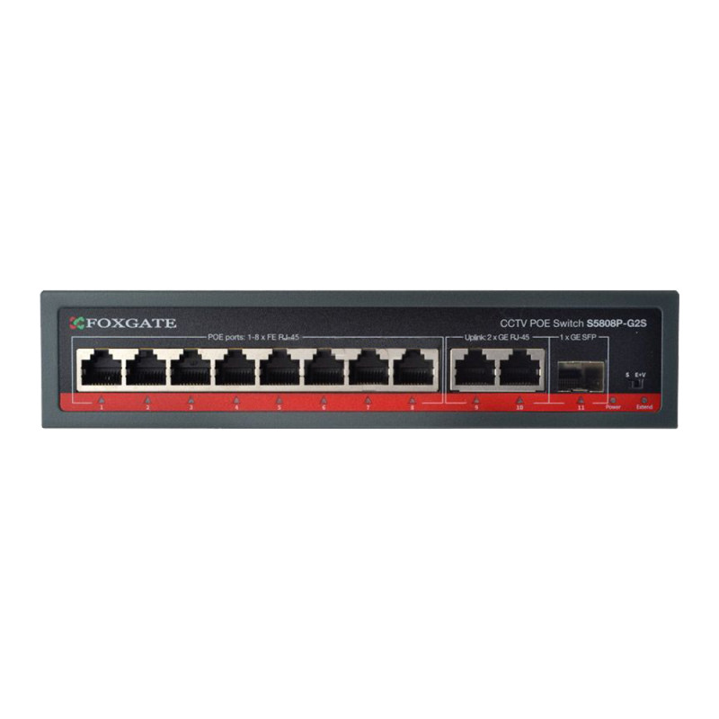 PoE-коммутатор FoxGate S5808P-G2S CCTV 8-портовый неуправляемый