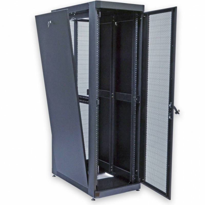 Шафа серверна CMS 42U 610 х 1055 UA-MGSE42610MPB посилена з перфорованими дверима для мережевого обладнання