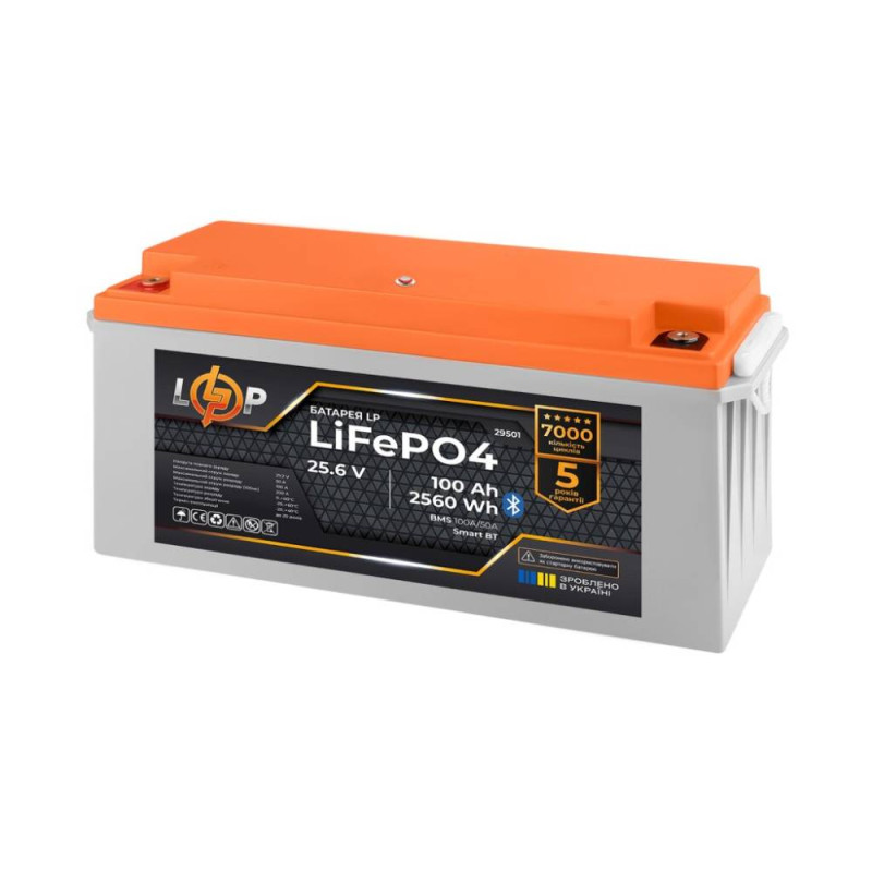 Акумулятор Logicpower LP LiFePO4 25,6V - 100 Ah (2560Wh) (BMS 100A/50А) пластик Smart BT