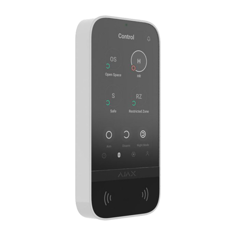 Клавіатура Ajax KeyPad TouchScreen white бездротова з сенсорним екраном