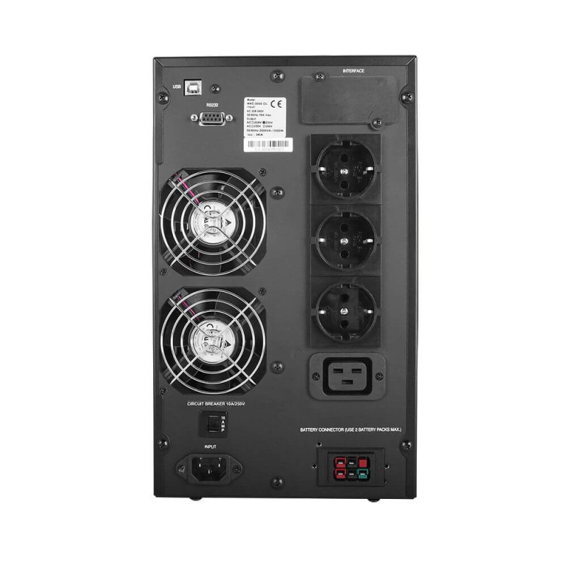 Джерело безперебійного живлення Powercom MAC-3000 Schuko 3000ВА / 3000Вт онлайн з чистою синусоїдою