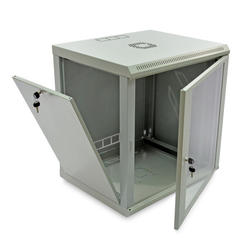 Шкаф серверный SteelNet 12U 600 x 450 для сетевого оборудования (стекло, серый)