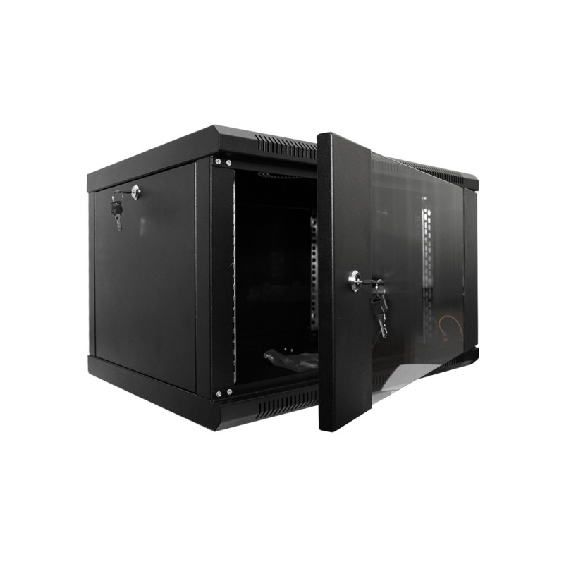 Шкаф серверный SteelNet 9U 600 x 450 для сетевого оборудования (стекло, черный)