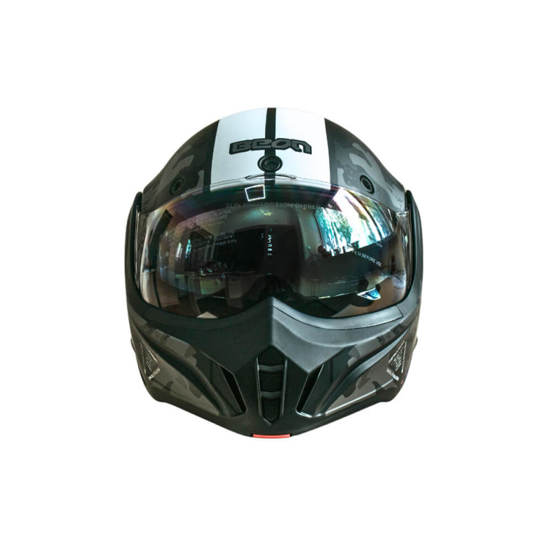 Мотошлем модуляр Beon B-707 81 MATT BLACK/GREY/WHITE (матовый черный/серый/белый), размер XL