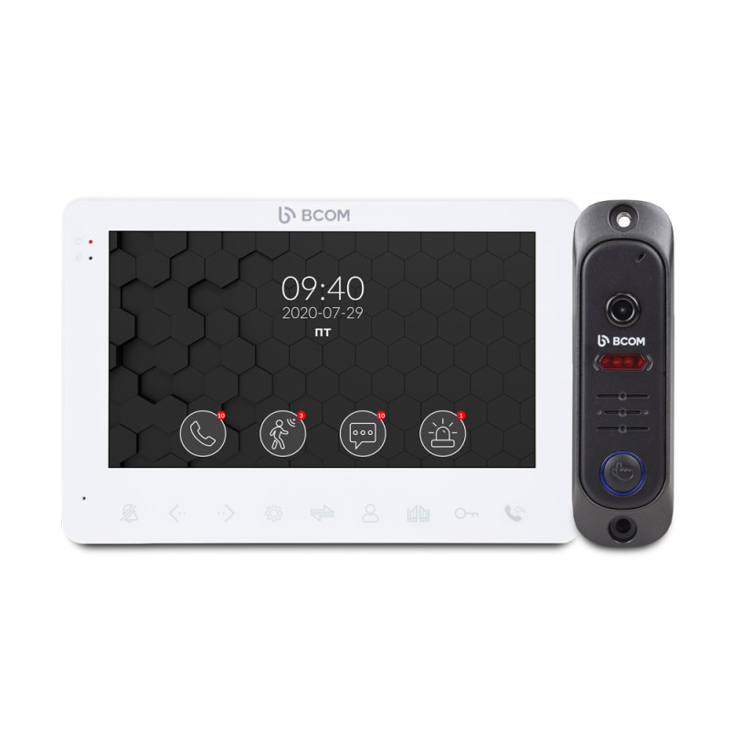 Комплект видеодомофона BCOM BD-780 White Kit: видеодомофон 7" и видеопанель
