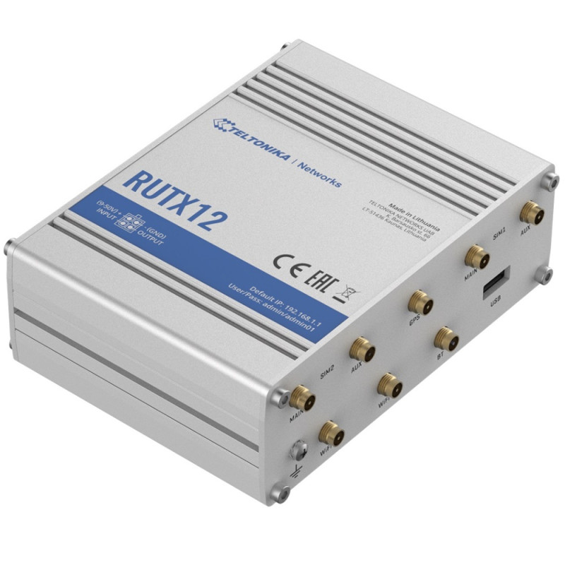 Беспроводной маршрутизатор Teltonika RUTX12 2x4G (LTE), AC1200, 1xGE WAN, 3xGE LAN, 2xSIM (RUTX12000000) с двумя модемами