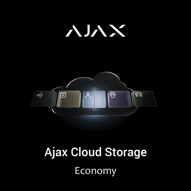 Ajax Cloud Storage Economy (1 камера, 1500 минут, 30 дней): защищенное облачное хранилище для хранения событий с устройств видеонаблюдения Ajax