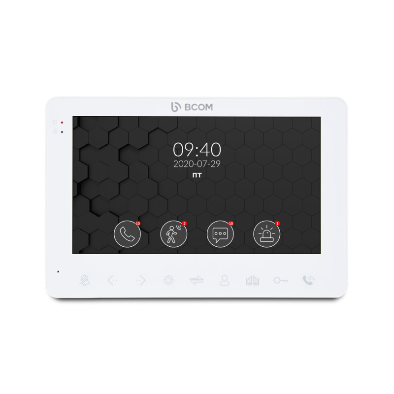 Комплект видеодомофона BCOM BD-780 White Kit: видеодомофон 7" и видеопанель