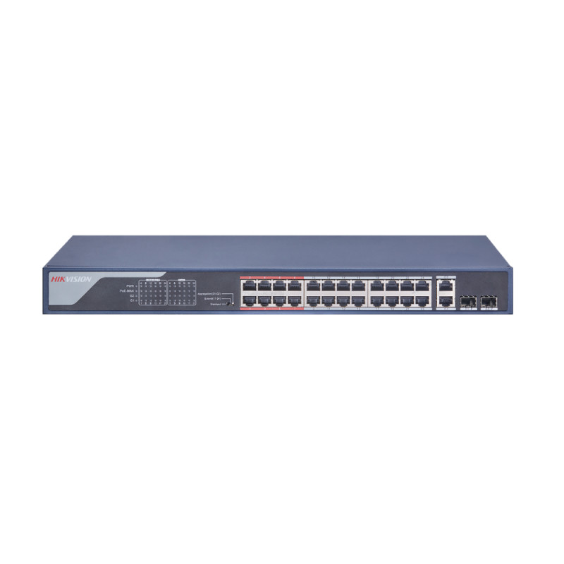 Неуправляемый PoE-коммутатор Hikvision DS-3E0326P-E(B) с 24 портами PoE