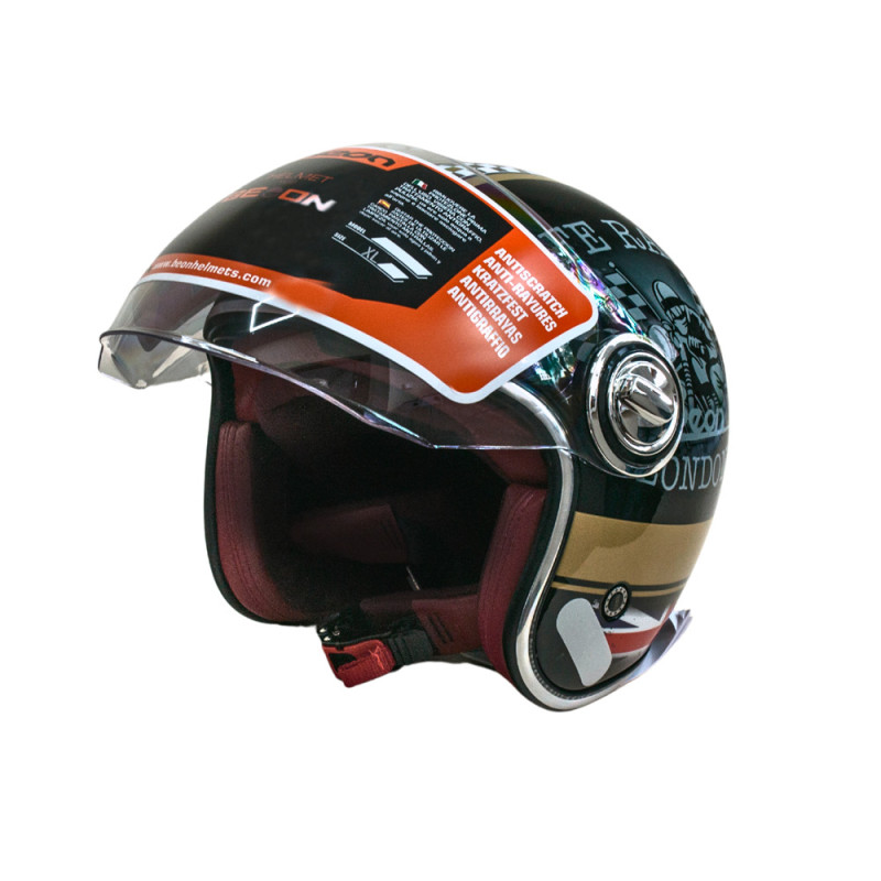 Мотошолом відкритий Beon B-108A ABS MOTO SHINY BLACK/GOLD (глянець чорний/золотий), розмір L