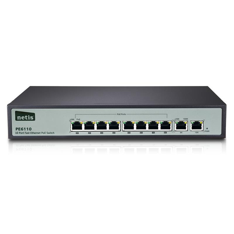 PoE-коммутатор NETIS PE6110 10PORT, 8PORT 10/100M POE