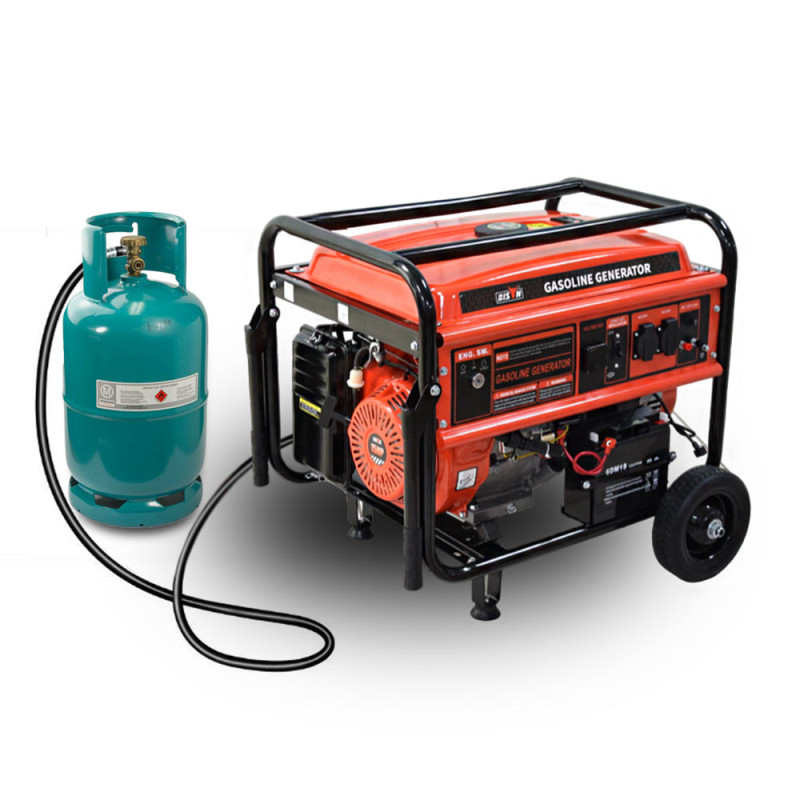 Бензиновый + газовый генератор BISON BS6500LE максимальная мощность 5 кВт/5.5 кВт