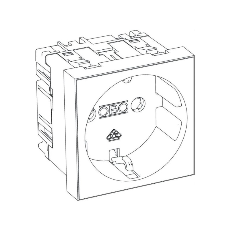 Розетка OBO Bettermann modul 45 с заземлением и шторками 250 В 16 A красная