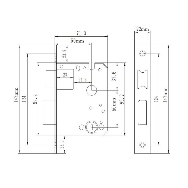 Умный дверной биометрический замок SEVEN LOCK SL-7740BF black (врезная часть 5050)