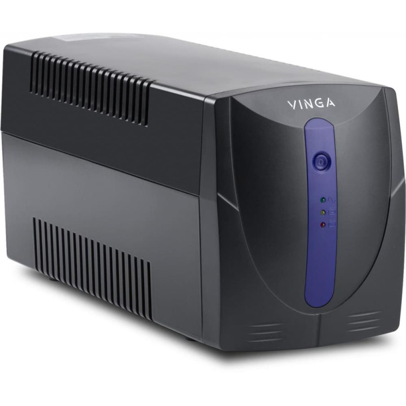 Джерело безперебійного живлення Vinga VPE-800PU 800ВА / 480 Вт з LED-індикацією з USB у пластиковому корпусі