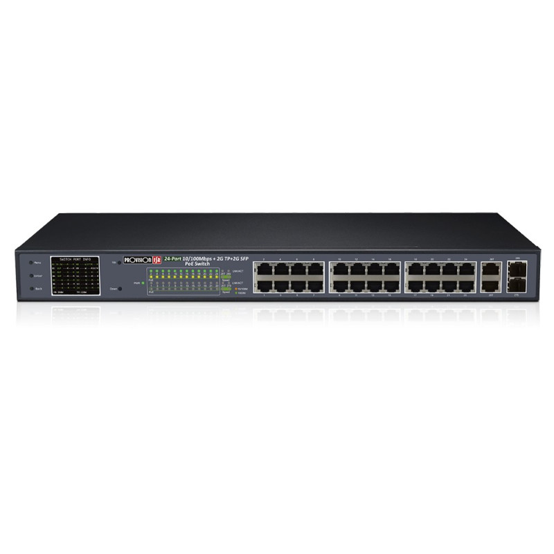 Неуправляемый PoE-коммутатор Provision-ISR PoES-24370CL+2G+2SFP с 24 портами PoE