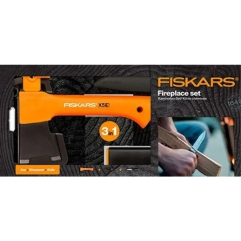 Fiskars XXS X5 1015617 1057913 Подарочный набор (топор + нож + точилка)