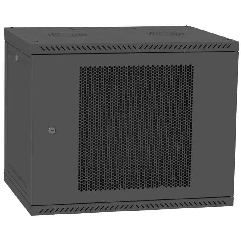 IPCOM 12U 600x600 Шкаф телекоммуникационный дверь перфорация (черная)