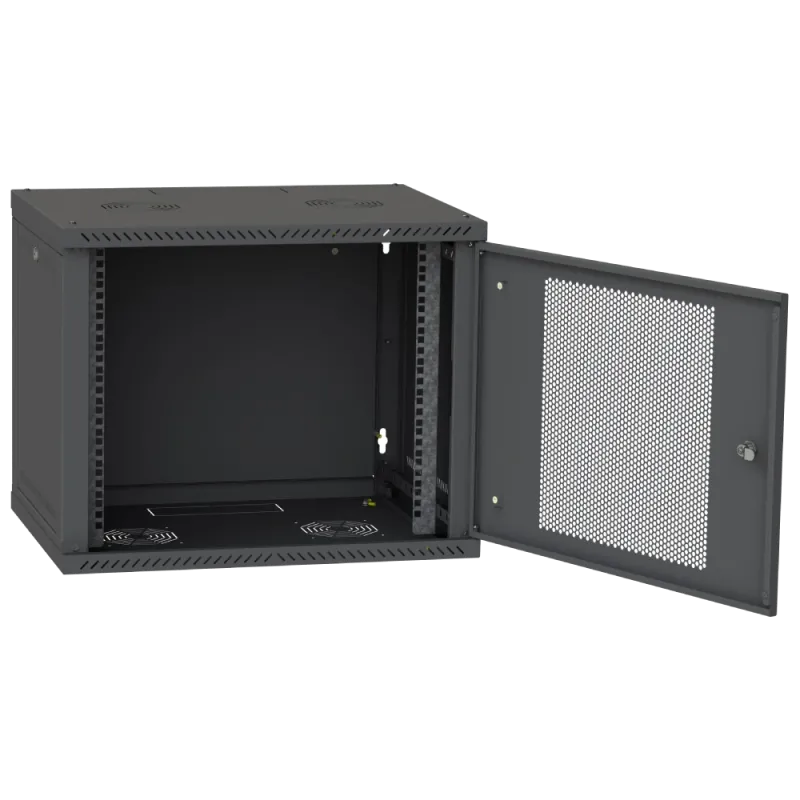 IPCOM 12U 600x600 Шкаф телекоммуникационный дверь перфорация (черная)