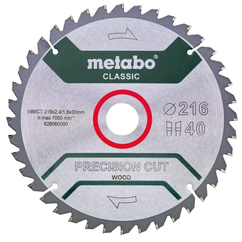Metabo "precision cut wood - classic" (628060000) Пильный диск 216x30, Z40 WZ 5°neg.