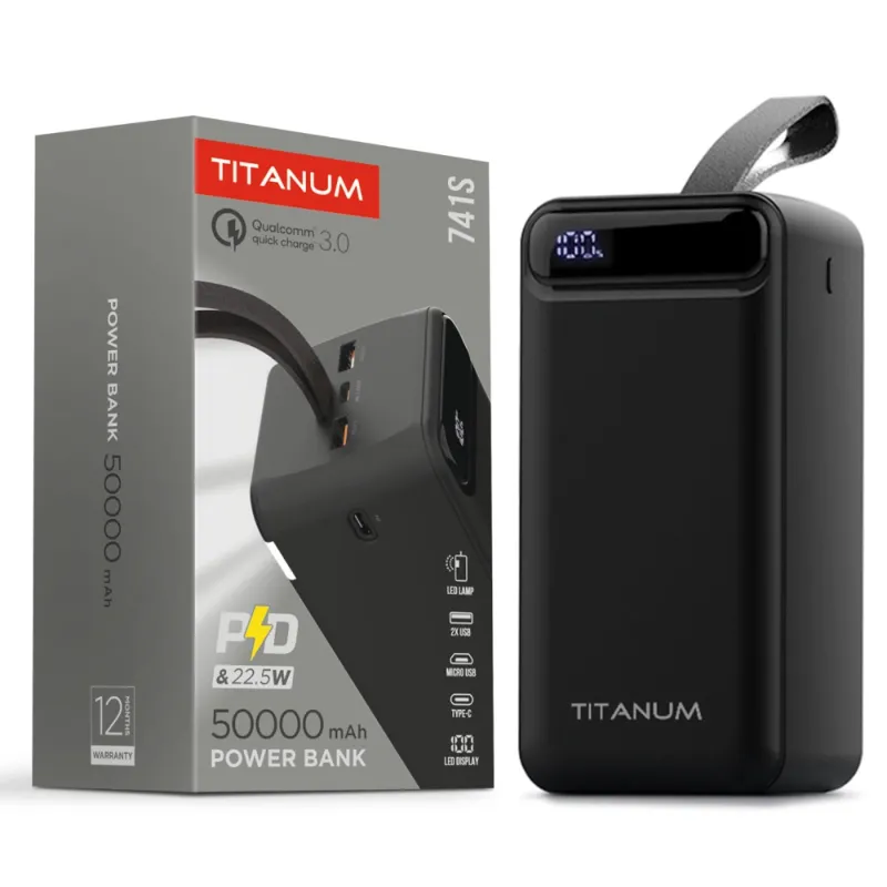 TITANUM 741S 22.5W Black 50000mAh Повербанк