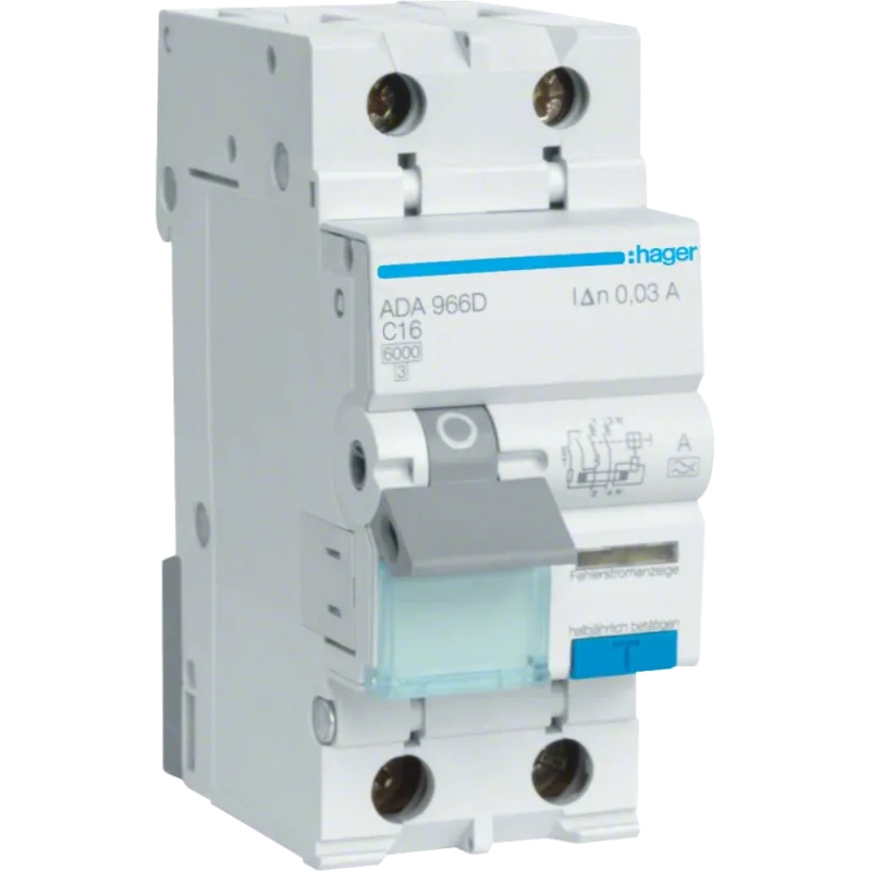Hager ADA966D Дифавтомат 1P+N, 6kA, C-16A, 30mA, A