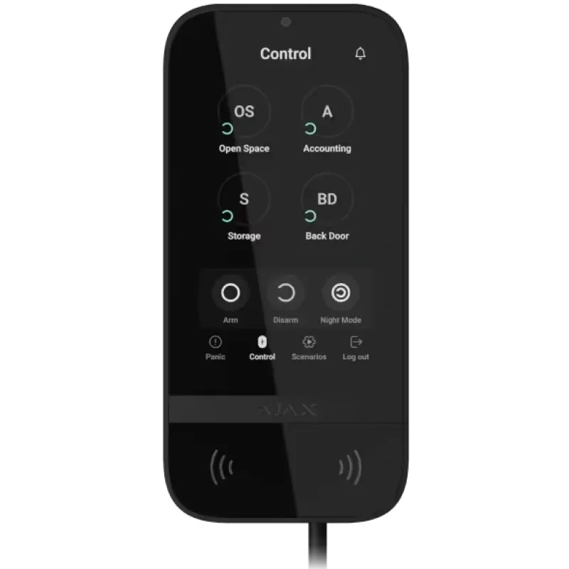 Ajax KeyPad TouchScreen Fibra black дротова сенсорна Клавіатура