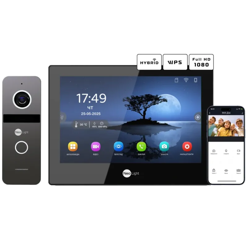 Neolight ALPHA Hybrid Black + SOLO FHD Graphite Комплект видеодомофона