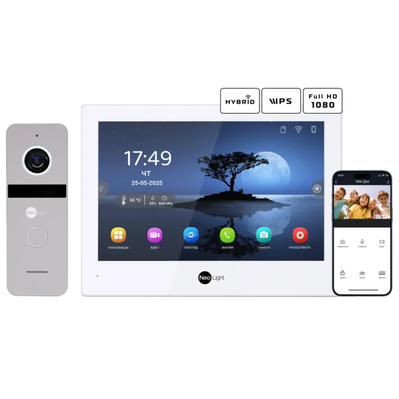 Neolight ALPHA Hybrid + SOLO FHD Silver Комплект видеодомофона