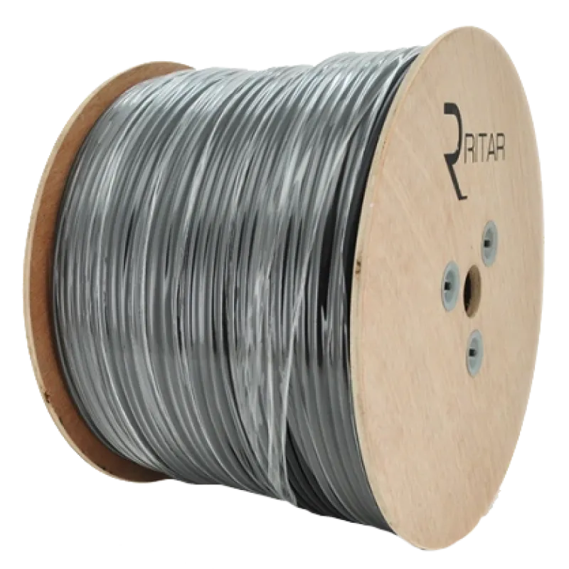 RITAR B305-RG59CU + 2x0.5mm CU, 0,81 мм.CU, 64x0.12m CCA Кабель коаксіальний з живленням 305 м