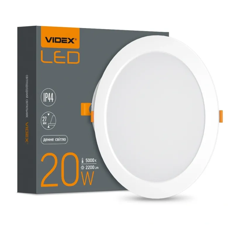 VIDEX 20W 5000K 220V LED светильник Back круглый
