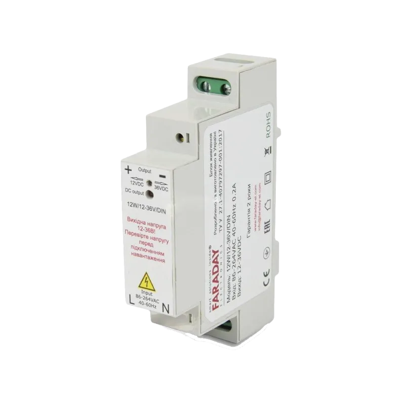 Faraday Electronics 12W/12-36V/DIN 11.8-37.5В 1-0.3А Блок живлення