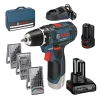 Bosch Professional GSR 12V-15 Аккумуляторная дрель-шуруповерт + набор бит + сверла (39шт.)