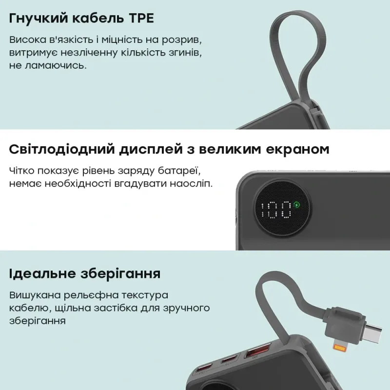 Choetech B695 10 000мА•г Black з магнітною зарядкою Повербанк